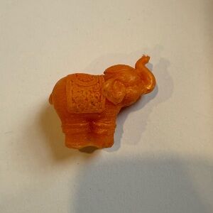 CANDLE Small Orange Decorative Elephant Figurine from India